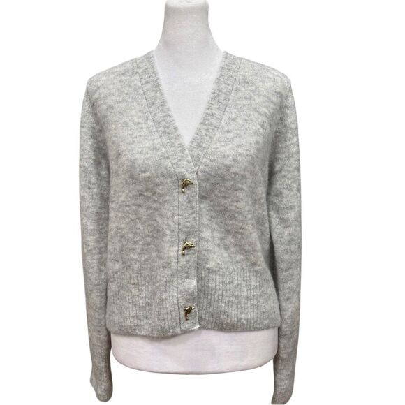 & Other Stories Gray V-Neck Dolphin Button Wool Blend Knit Cardigan. Small. NWOT - Picture 2 of 13